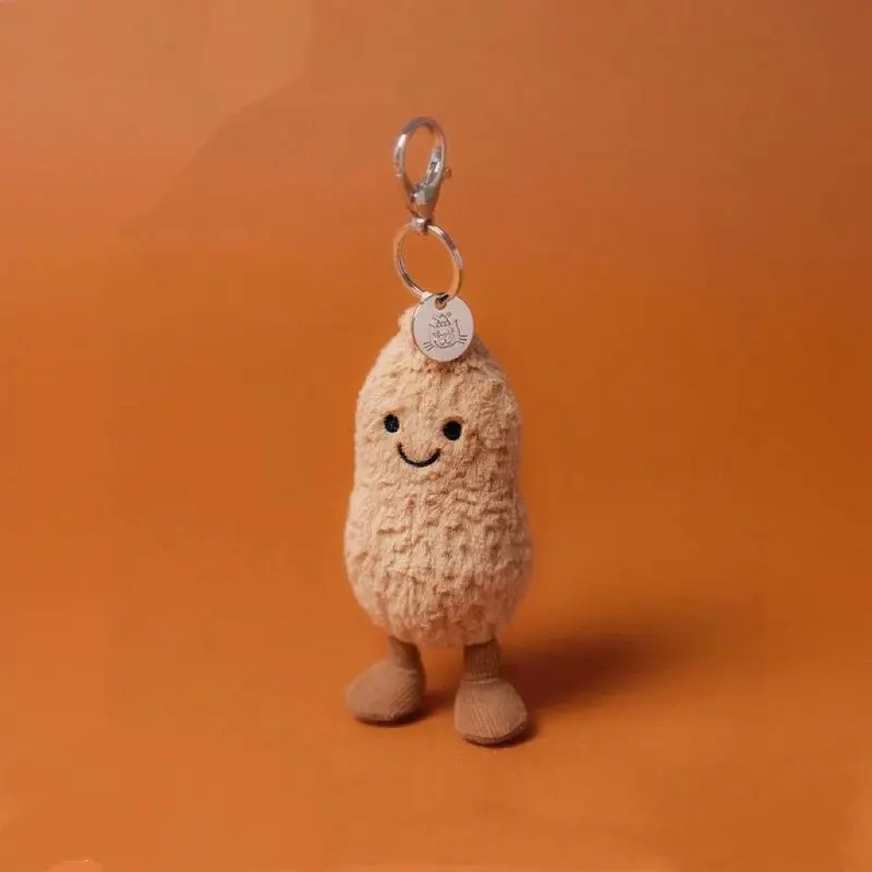 Jellycat Amuseables Peanut Bag Charm – Cute Plush Peanut Keychain, Soft Collectible Backpack Charm, Kawaii Purse Accessory, Gift for Jellycat Fans
