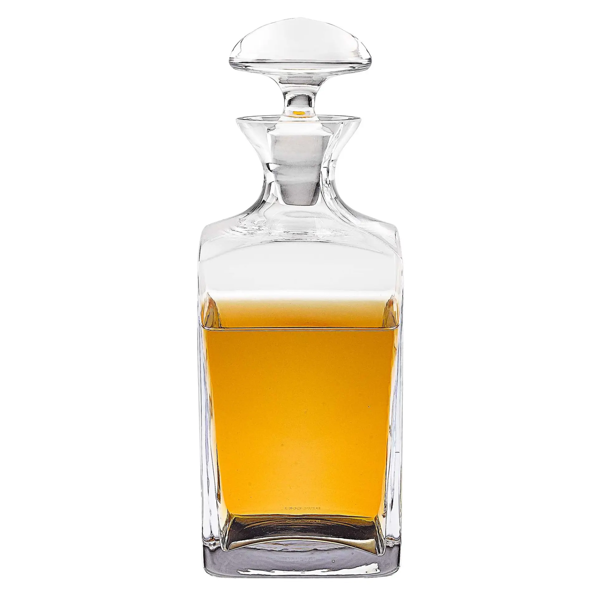 Elegant Mouth Blown European Crystal Scotch or Whiskey Decanter - 34 Oz