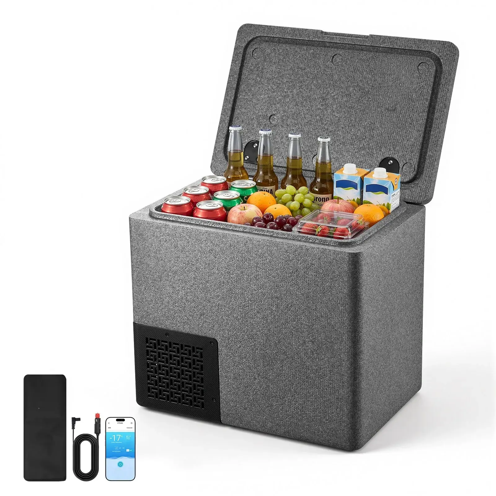 20L/21.1QT 12V-24V DC Portable Ultra-Light EPP Compressor Refrigerator-Freezer with APP Control, 14℉ to 50℉, for RV, Camping, Boat