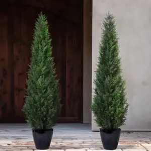Artificial Cedar Tree, Artificial Christmas Topiary Tree, Fake Tree UV Rated, Pre-Potted Tree For Indoor Outdoor Housewarming Gift Home Decor