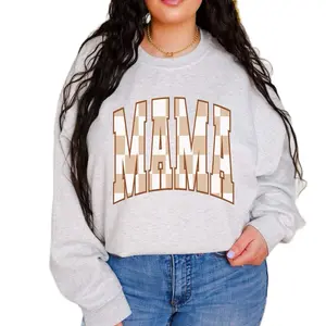 MAMA Varsity Crewneck Sweater Soft and Comfy Unisex Fit Classic Cotton