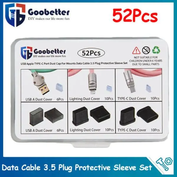 52PCS Cable Protector for Charger Cord, Anti-Breaking Data Cable Sleeve, USB Charging Cable Protection Cover, Universal Phone Charger Accessories  TK：