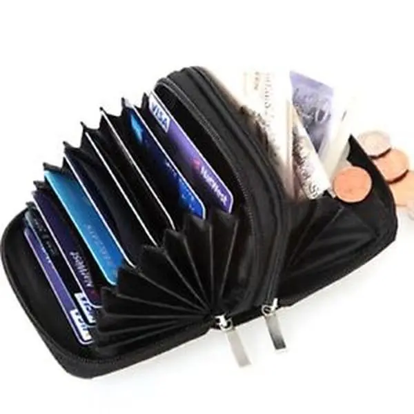 Genuine Leather Accordion Wallet Zip Around ID Credit Card Case Holder US SELLER