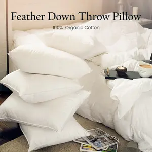 APSMILE 100% Organic Cotton Feather Down Throw Pillow Inserts Soft Decorative Square Pillows Insert mothersdaygift