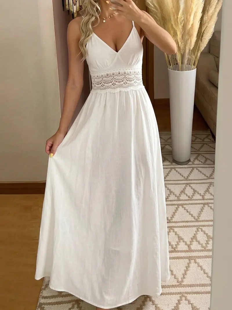 knee length dresses for ladies The Carolena Set in White Chantilly Lace 8 / White Chantilly Lace main image 0