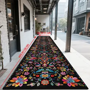 Crystal Velvet Floral Rug, Soft Outdoor Garden Patio Mat, High-Quality Hotel Long Carpet, Bathroom Kitchen Area Rugs