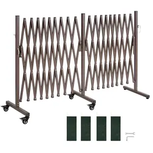 Double Expandable Barricades, 20FT Expandable Safety Barrier, Flexible Mobile Barricade With Locking Casters, Portable Folding Security Gate, Metal Traffic Fence For Patio, Garden, Stairway For Indoor And Outdoor Use