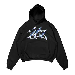 ZZZ/777 Blue Hoodie for Men - Oversized French Style Sweatshirt - Man
