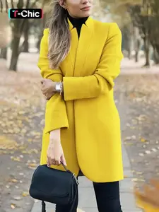Women's Solid Color Open Front Collared Fitted Coat Jackets, Casual Long Sleeve Outerwear for Fall & Winter, Lady Women's Clothing for Daily Wear Womenswear, Chic Casual Outerwear