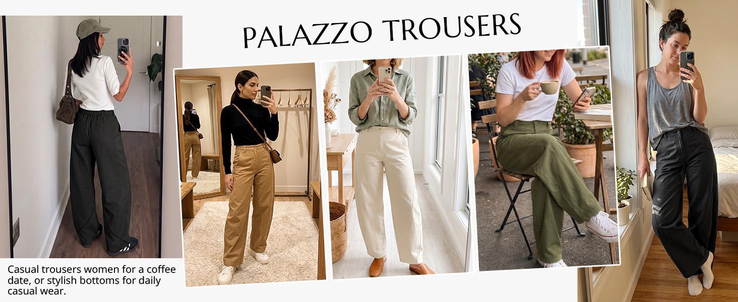 Cicy Bell Womens Barrel Wide Leg Pants Baggy High Waisted Palazzo Trousers | Chino Pants, Elastic Waisted, Trendy Casual, Four Pockets Cicy Bell Womens Barrel Wide Leg Pants Baggy High Waisted Palazzo Trousers | Chino Pants, Elastic Waisted, Trendy Casual, Four Pockets