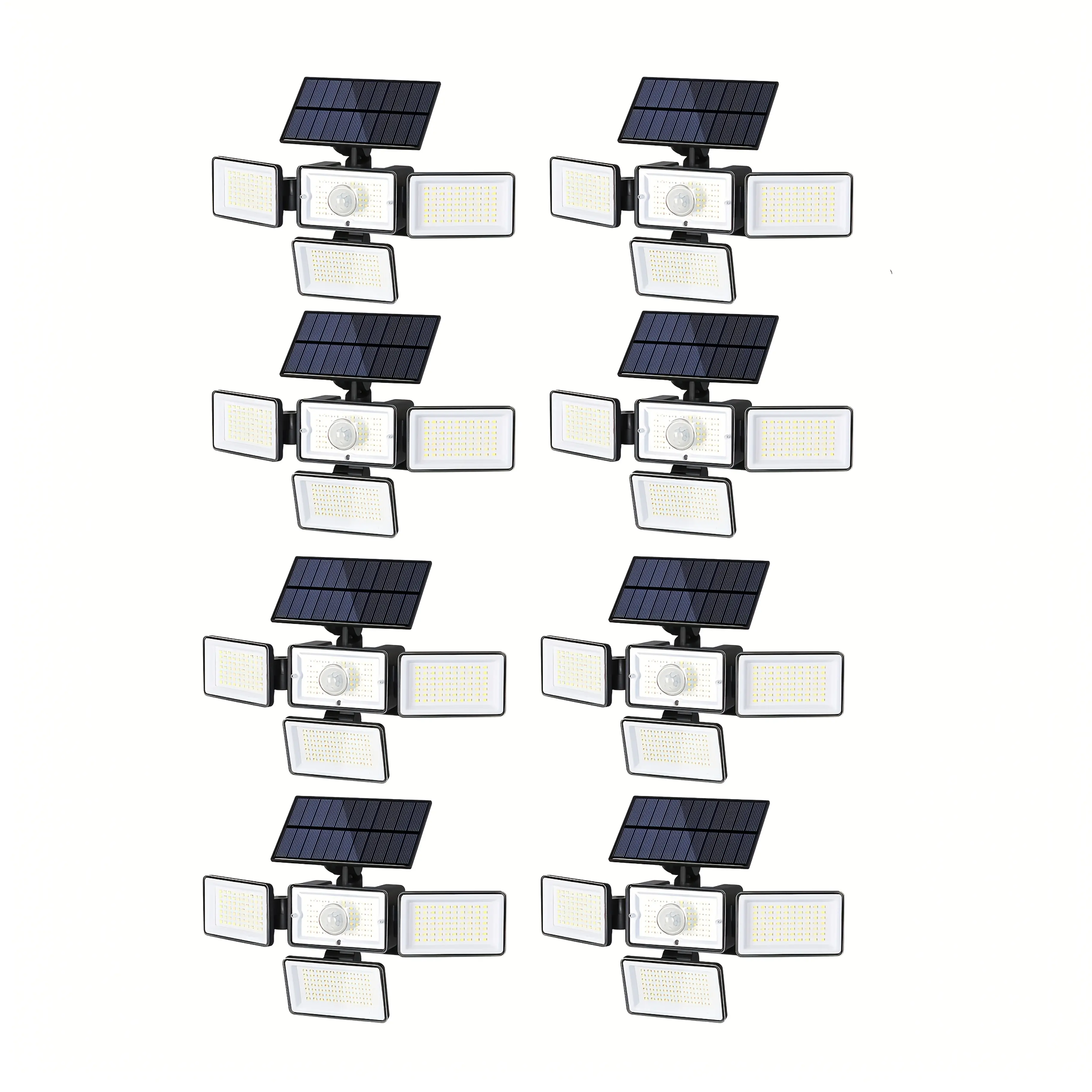 Upgraded 4 Solar Motion Sensing Floodlights, 288 LED Remote Control Solar Safety Spotlights, 270° Wide Angle 4 Mode Outdoor Spotlights with Remote Control, Polycarbonate And ABS Material, Semi-recessed Mount, Infrared Sensor, Solar Charging, Black