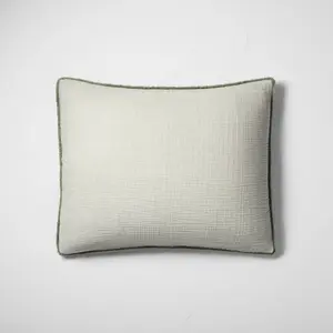 Casaluna Pillow Sham Cotton Chambray OEKO-TEX Bohemian Fringed, Sage Green, King
