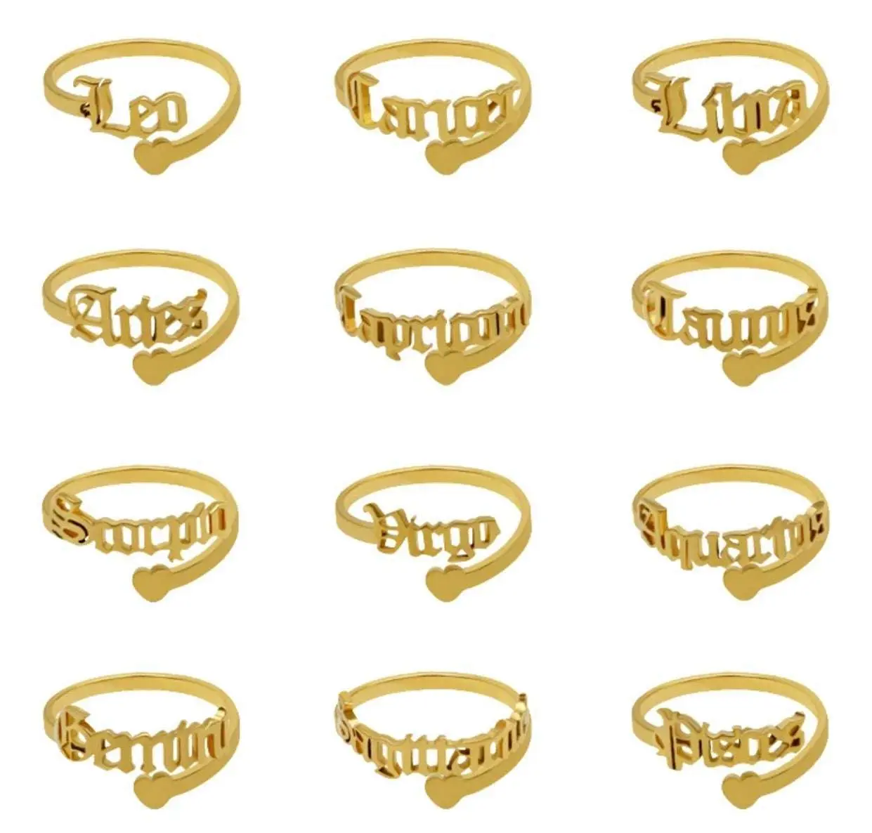 Adjustable Zodiac Sign Ring, Gold Plated Stainless Steel, Anillos Zodiacales, Horoscope Jewelry - Fashion Accessories
