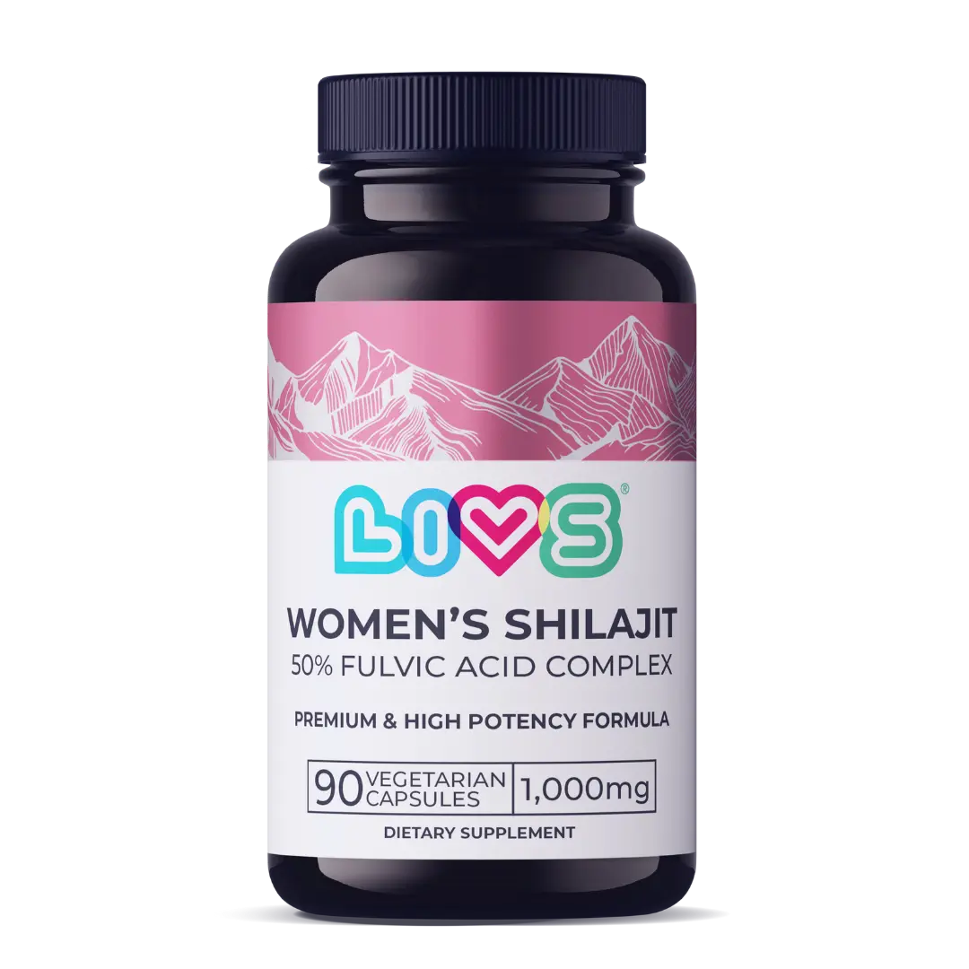 LIVS Women's Shilajit Gummy Vitamins 50% Fulvic Acid Complex 1000mg 90 Vegetarian Capsules Natural Supplement for Healthcare