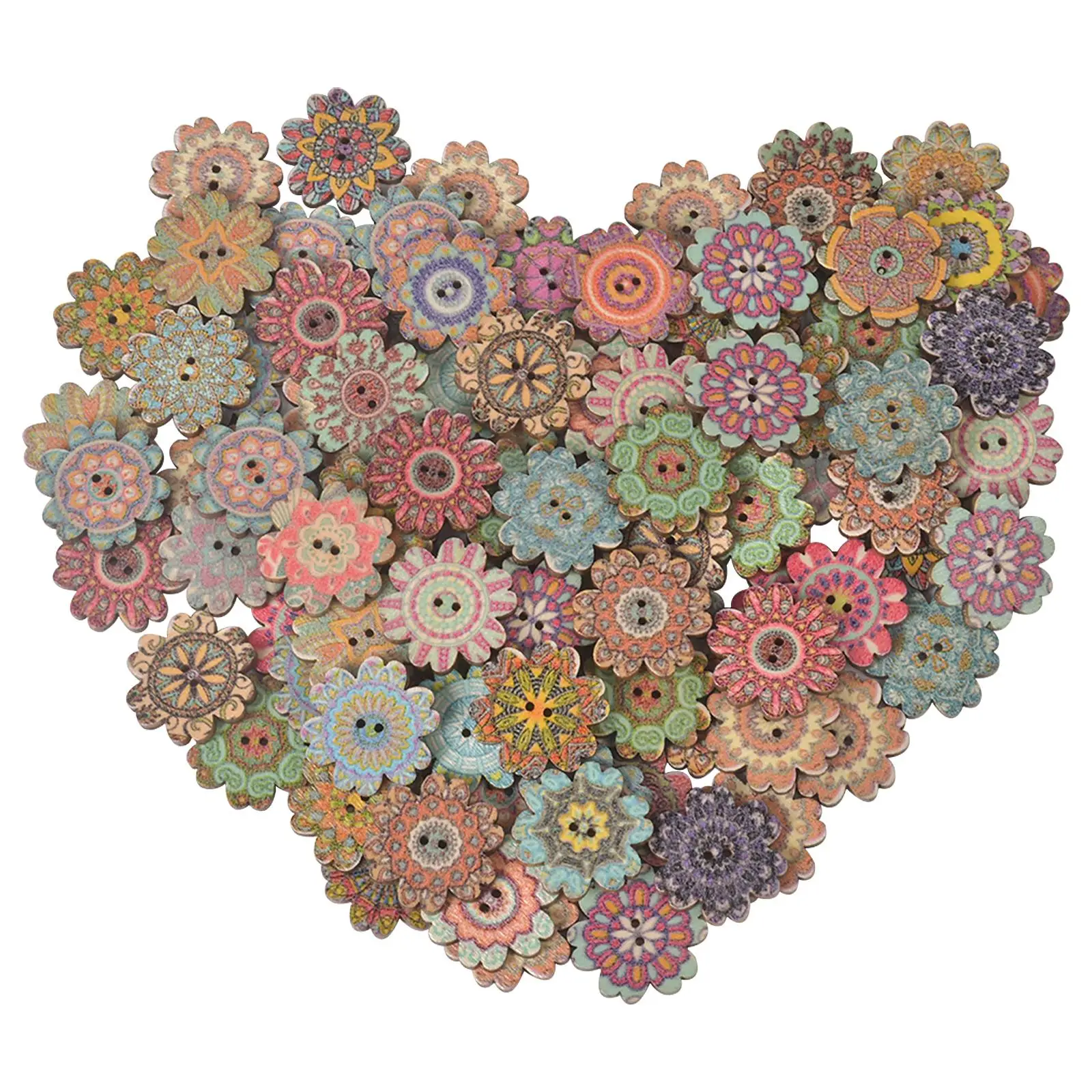 100pcs Random Color Flower Shaped Button, Diy Clothing Decoration Accessories, Sewing Supplies