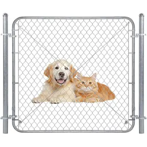 Adjustable Chain Link Fence Gate 48" H x 24"-72" W, Galvanized Steel Garden & Farm Fence Gate with Round Frame, Outdoor Gate for Backyard, Pet Enclosure, Garden Fencing, DIY Installation