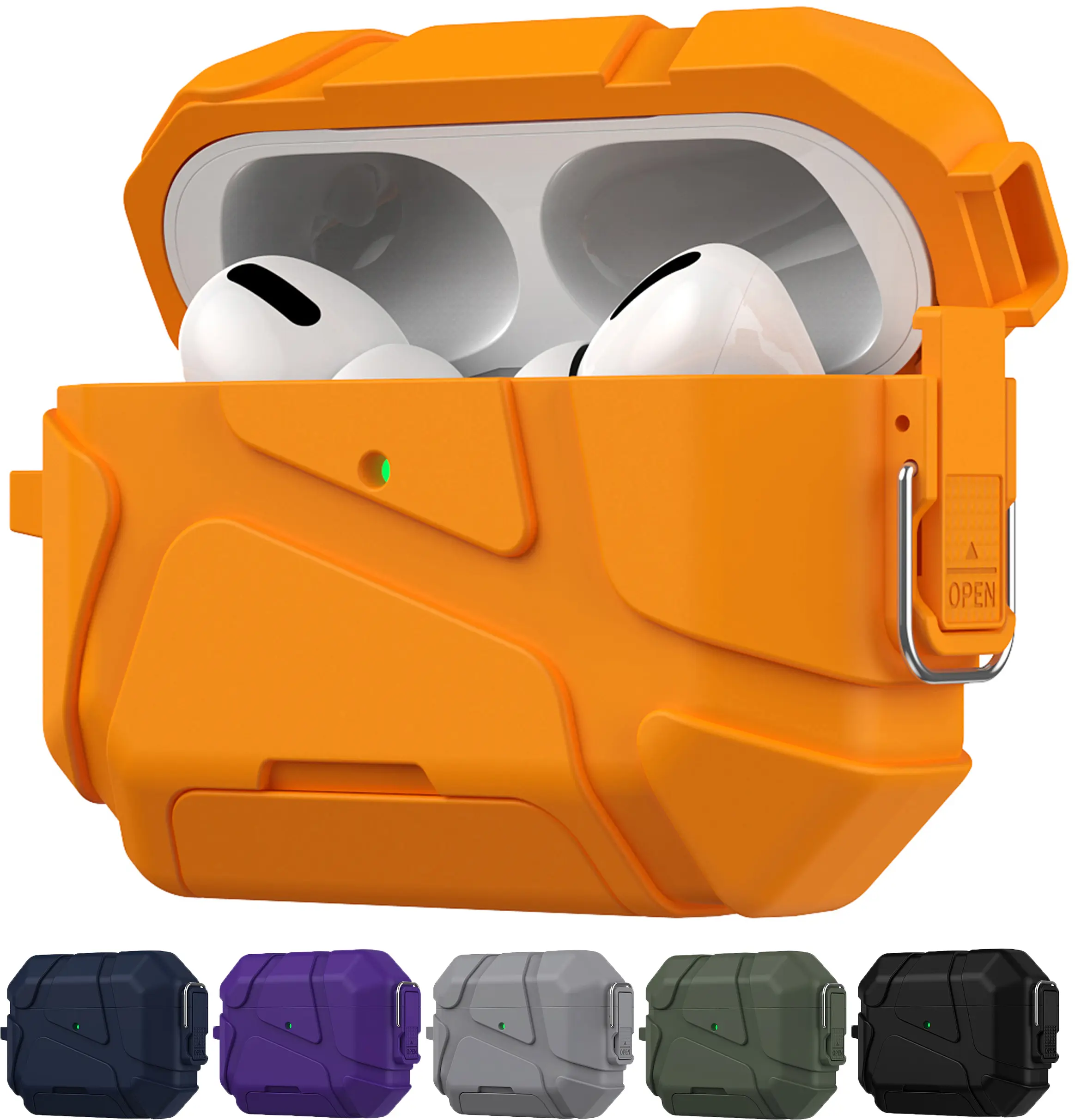 Nakedcelllphone Meteorite Series Bundle for Apple Airpods Pro 3 Case, Rugged Cover and Stand (Includes Lanyard Strap, Carabiner Clip and Cleaning Kit)