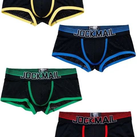 Men's Colorblock Letter Boxer Brief, Breathable Comfortable Workout Gym Jock Underwear for Daily Wear, Casual Men's Underwear for All Seasons, Underwear Boxers, Casual Sports Underwear, Sporty Underwear, Breathable Comfy Underwear, Training Underwear