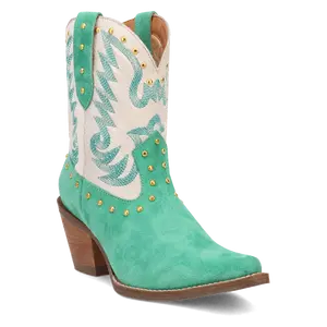 Dingo Ladies Rodeo Queen Suede Hair On Green Booties DI2222-GN