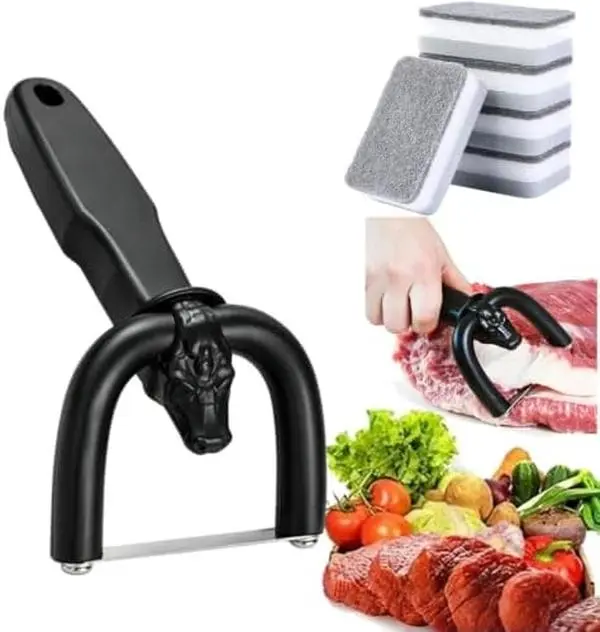 Handheld Fat Trimmer for Beef & Pork,Handheld Meat Cutter and Fat Trimmer, Meat Fats Slicer,Manual Mea Slicer Tool with Curved Handle and Cutting Blade for Beef, Pork, Brisket (1)