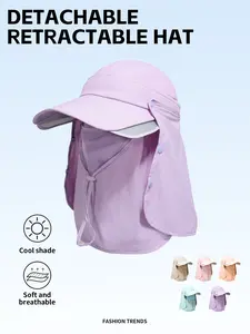 Women's Casual Sport Beach Sun Hat, Multi-Color, Lightweight Portable, Detachable Scarf Face Mask, Versatile UV Protection, Ideal for Outdoor Activities