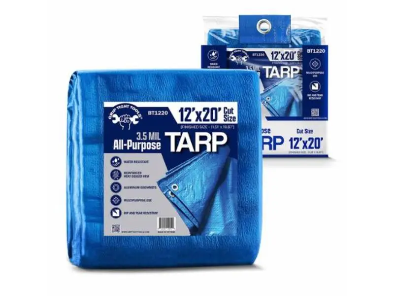 Grip Tight Tools BT1220 12 x 20 ft. Waterproof Medium Weight Blue Tarp