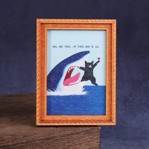 1PC Funny Cat Refrigerator Magnet, Shark and Cat Design, Mini Photo Frame Fridge Magnet, Higher End Fridge Magnets, Photo Magnets, Home Decor, Fun Holiday Gift