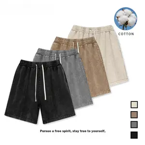 Buy 2 get 1 free Men's Sweat Shorts Athletic Vintage Acid Washed Cotton Gym Short Elastic Waist Drawstring Workout Jogger Pants with Pockets Streetwear Athletic Sweat Shorts baggy bottom
