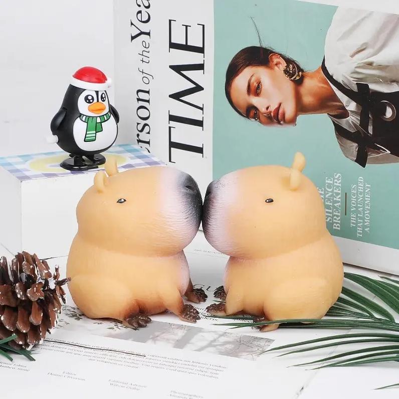 Extra Large & Super Soft Capybara Stress Balls, 2-Pack! Squishy Stretchable Fidget Toys, Cute Animal Squeeze Toys for Kids Party Favors, Office & Classroom Sensory Stress Relief