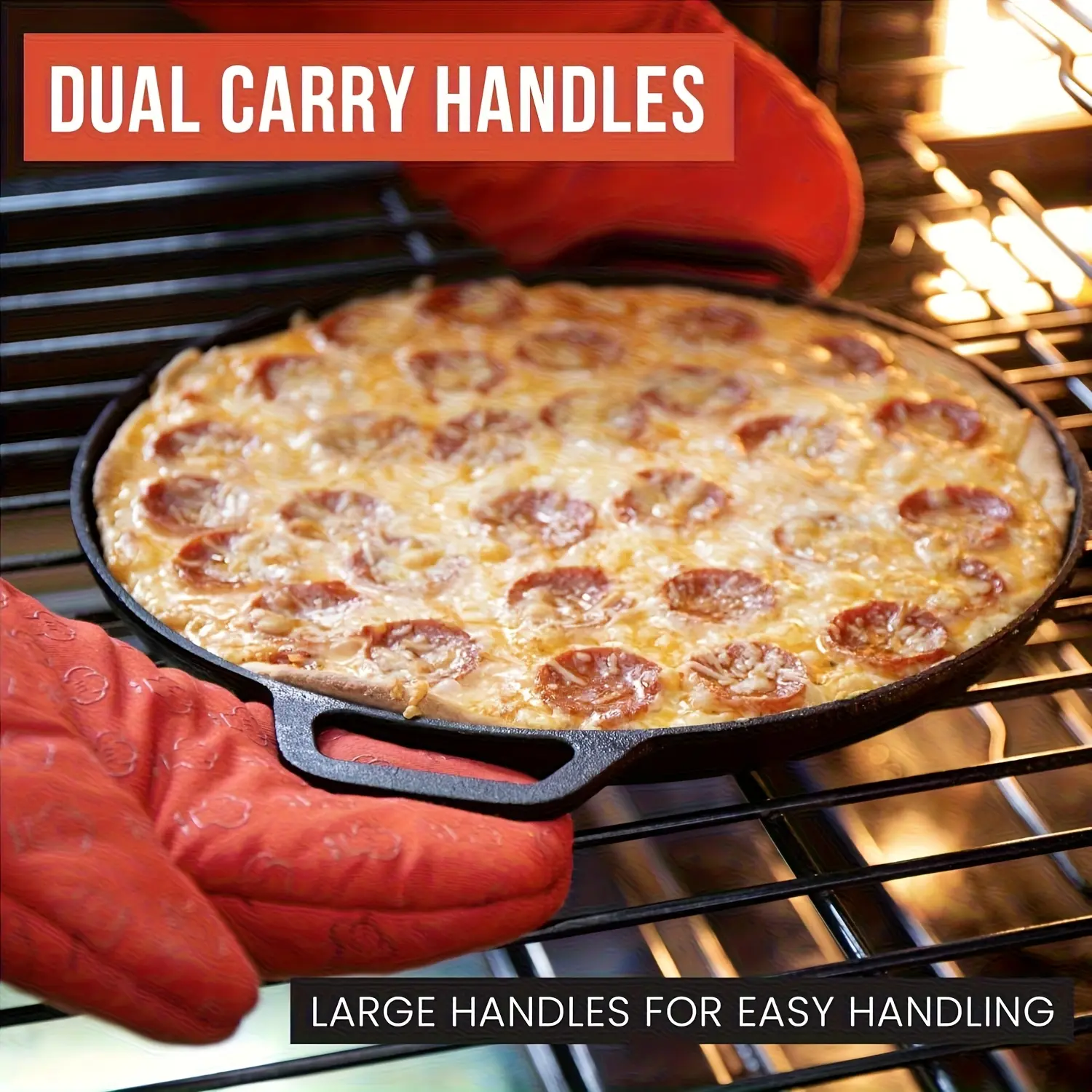 1 Multi-functional Cast Iron Pan - A Non-stick Pan Suitable For Pizza, Barbecue And Pancakes - Compatible With All Stoves, Perfect For Home Kitchens And Outdoor Cooking