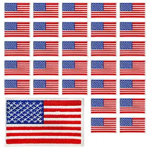 American Flag Iron-On Patches 30 Packs Patriotic Embroidered US Flag Patch Fashion Appliques Diy for Uniform Clothing Hat Backpack Accessory