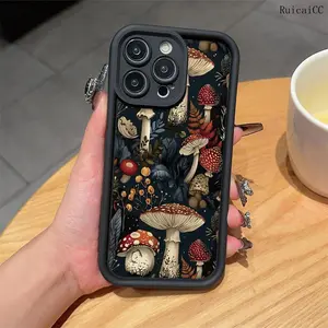 Mushroom Pattern Phone Case, Anti-drop Cellphone Protective Case, Total Protective Shockproof Mobile Phone Cover for iPhone 16 15 14 13 12 11 Pro Max