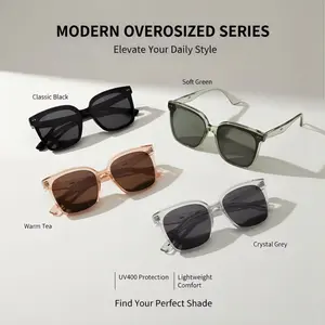 Unisex Modern Square Polarized Sunglasses with Transparent Frame, Multi-Color Chic Collection UV400 Protection Lightweight Sun Glasses for Men Women Daily Wear Vacation Outdoor 2026