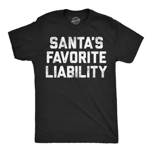 Mens Funny T Shirts Santas Favorite Liability Sarcastic Christmas Graphic Novelty Tee For Men Mens Funny T Shirts Cool Vintage Fashion T-Shirt Gift Classic Menswear Christmas Apparel for Men Novelty Tees for Black -