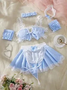Sexy Lingerie Set Includes Top Apron Hairband Necklace Panties, Women's Underwear Collection, Comfortable & Stylish Womenswear