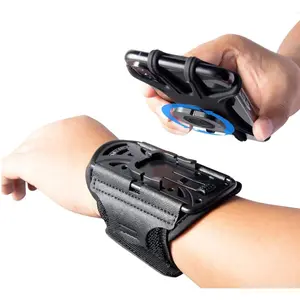 Wristband Phone Holder for Running, 360°Rotation & Detachable Sports Armband with Key Holder for iPhone 16/15/14/13/12/11/Pro/XS/XR/X/8/7/6/Plus, for Samsung Galaxy, Fits 4''-6.5''Phone