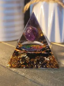 Orgone Pyramid, Amethyst & Black Obsidean Orgonite