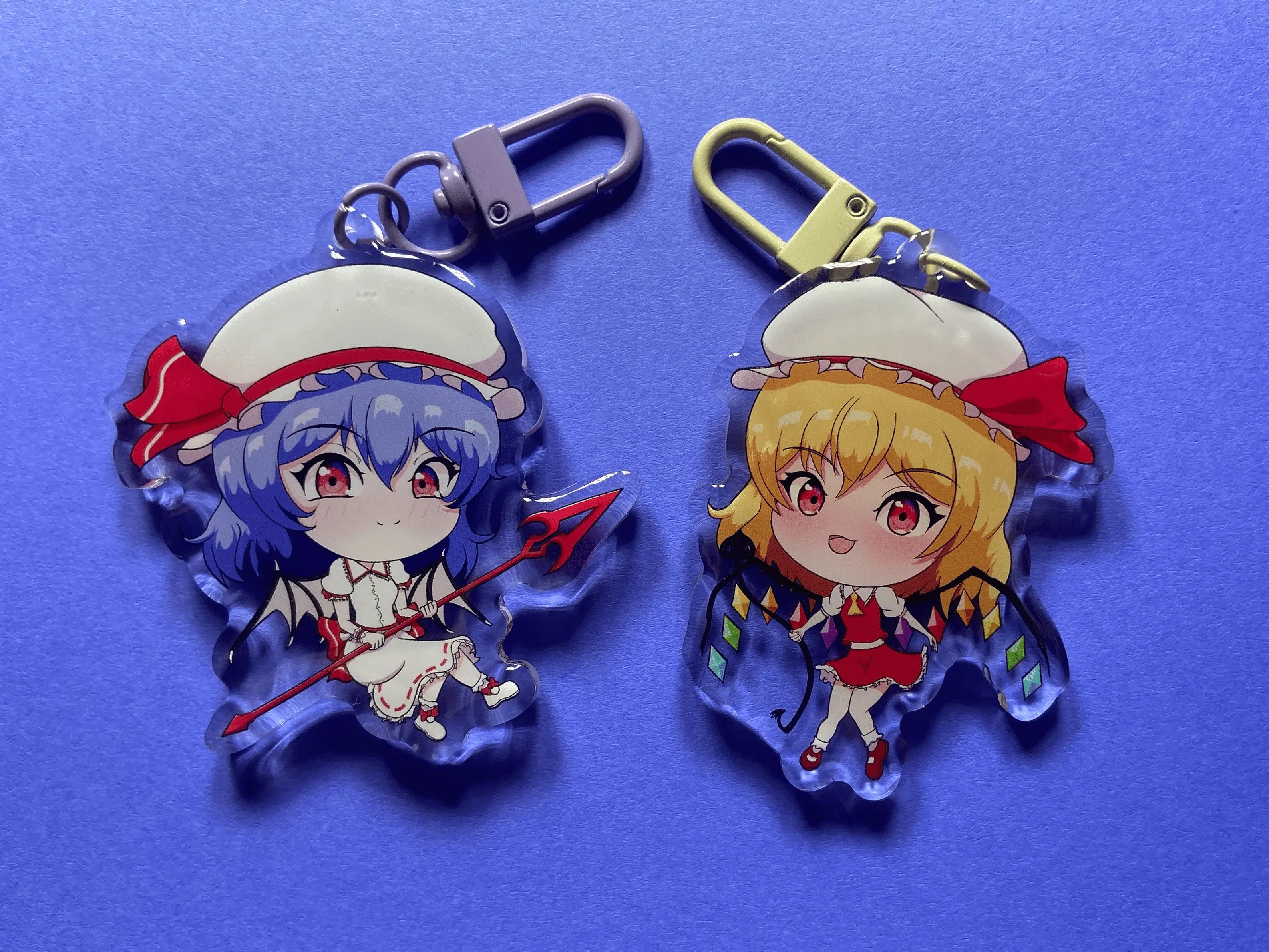 Scarlet Sisters Touhou Project Acrylic Keychains, Flandre Remilia Keychain, Touhou Anime Keychains, Anime Lovers Gifts, Kawaii Keyring Accessories