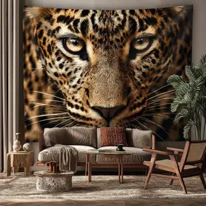 1pc - Extra Large, Sharp Leopard Landscape Photo Tapestry, Polyester High-Definition Print Wall Hanging, Ideal for Living Room, Bedroom, Office, and Party Decor, Indoor Use, No Installation Needed, Party Wall Decor |       Vibrant Animal Print |       Dur