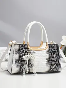 Large Capacity Fashion Crocodile Pattern Handbag, Versatile Trendy Hanging Bag, Stylish Shoulder Bag for Daily Use, Textured Bag, Top Handle Bag, Fashionable Handbag