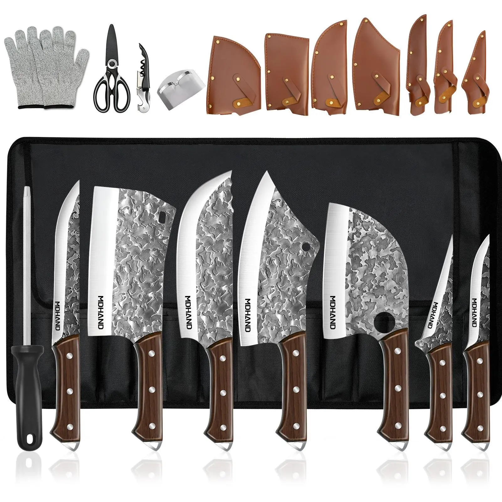 【DealsForYou】 Non-Stick High Carbon Stainless Steel Kitchen Knife Set - Sharp Knives for Cutting Meat, Ideal Kitchenware for Women's Cooking Needs (Includes Sharpening Note)