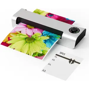 13 Inch 4-Roll Laminating Machine for 3-10mil Thickness + 10 Laminating Sheets,  A3 Laminator Machine, Hot & Cold Use,  60s Warm-Up, Jam-Free for Office, School & Business, Sliver