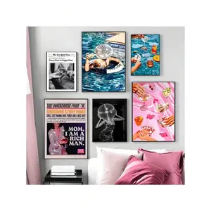 1pc Disco Ball Cocktail Champagne Posters Vintage Cards Magazine Canvas Painting Bar Club Wall Art Picture Living Room Decor No Frame Gifts Birthday Graduation