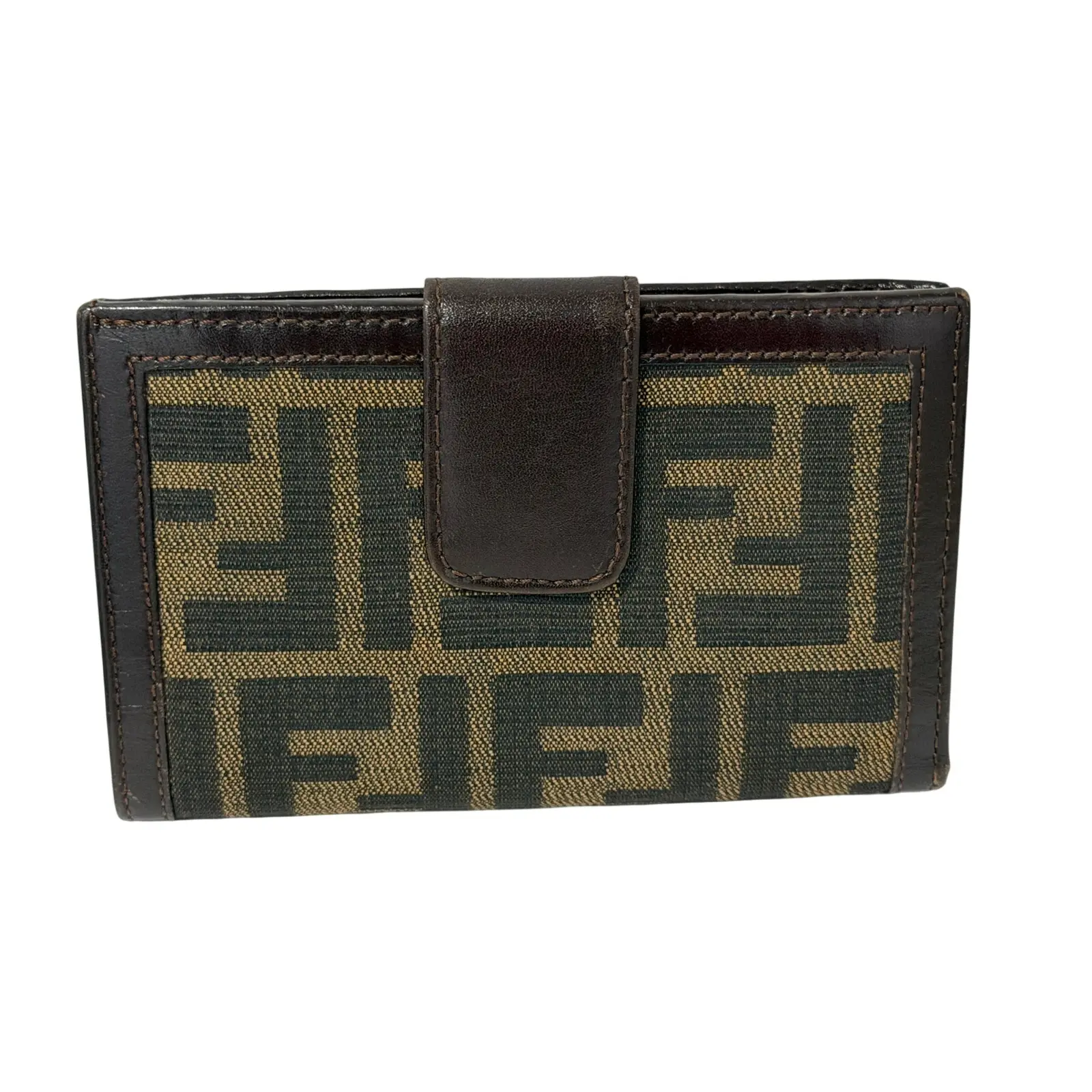 Pre-owned FENDI Canvas/Leather Wallet Vintage Zucca FF Monogram Bifold Wallet