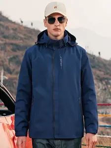 Men's Windproof Waterproof Hooded Jacket, Athletic Jacket, Quick-Dry Lightweight Fabric, Breathable Comfort, Outdoor Hiking, Cycling, Casual Wear, Outdoor Sportswear, Waterproof Windproof Outerwear, Outdoor Everyday Wear