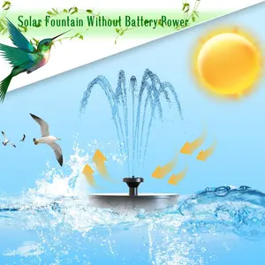 Solar Bird Bath Fountain Pump with 6 Nozzles, Floating Solar Water Fountain for Outdoors, Garden, Pond, Pool & Fish Tank - Easy Setup