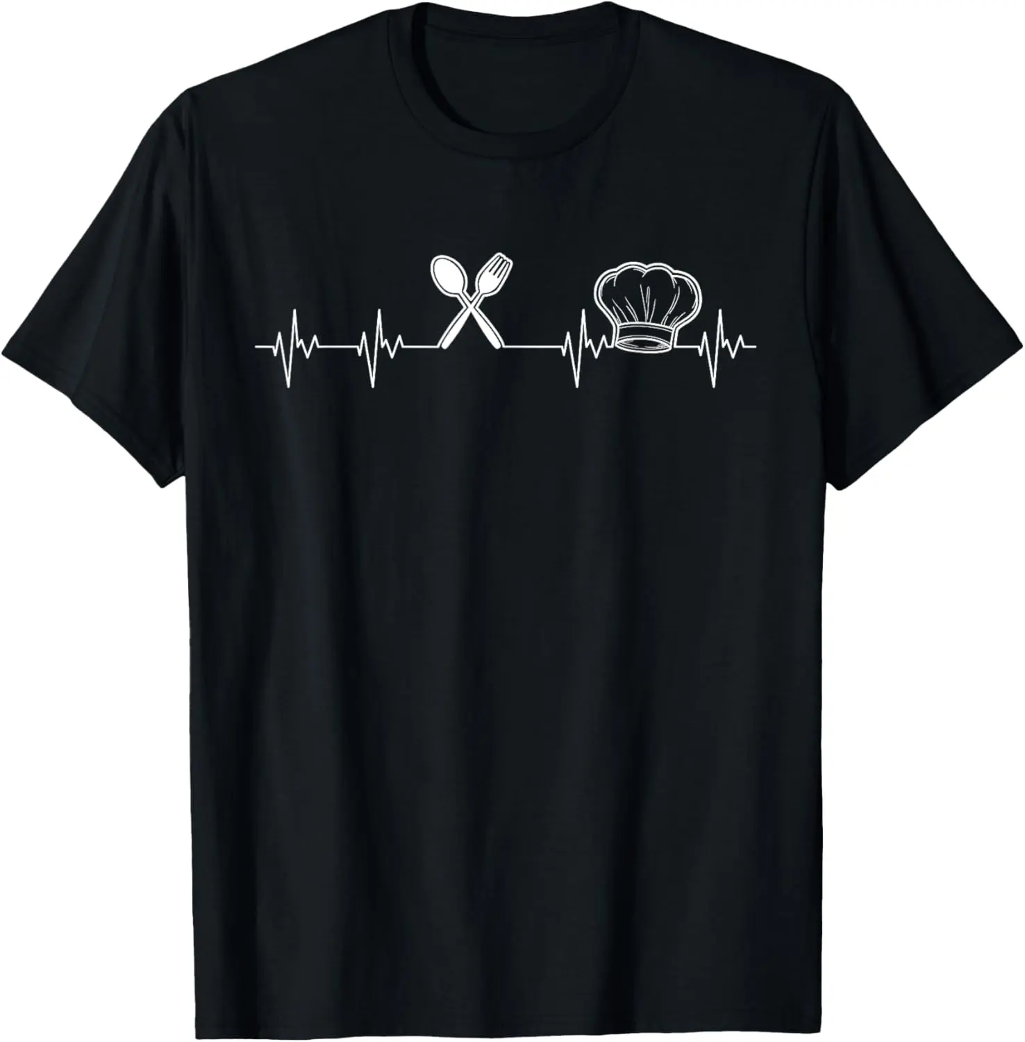 100%cotton Chef Heartbeat Funny Culinary Chef Gift Cooking Lover T-Shirt Tops Casual