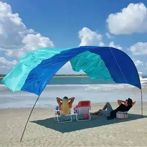 150 Sq.Ft Wind Powered Beach Shade Canopy Ultra Light 4 lbs Quick Setup Sun Shelter Blue for 3-4 Person Family Beach Camping Easy Setup Wind Beach Shade Canopy Outdoor UV Protection Sun Shelter for Beach Vacation