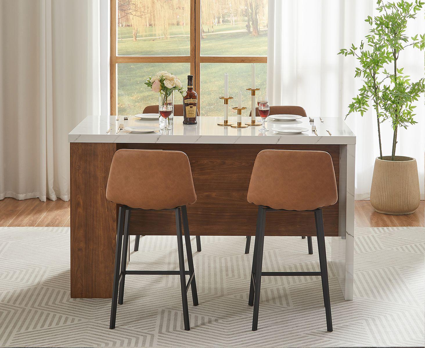 【SummerFinds】ONBRILL 61"x31" Large Wood Top Kitchen Island Table, Whole Board Tabletop, Storage Space, Power Outlet, LED Lights, Easy Setup Modern Imitation Marble Counter Height Dining Room Table for 4,dorm essentials,home decor 【SummerFinds】ONBRILL 61"x31" Large Wood Top Kitchen Island Table, Whole Board Tabletop, Storage Space, Power Outlet, LED Lights, Easy Setup Modern Imitation Marble Counter Height Dining Room Table for 4,dorm essentials,home decor
