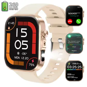 SIMSONLAB 2.01 Inch Low Power Fashion Digital Smart Watch - Flashlight, 260mAh Battery, Wireless Call, Music Playback, 200+ Custom Faces, Multiple Sports Modes, Outdoor Camping Fitness Leisure Gift